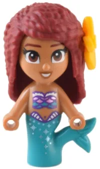 LEGO Ariel, Mermaid (Medium Nougat) - Micro Doll, Bright Light Orange Flower minifigure