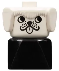 LEGO Duplo 2 x 2 x 2 Figure Brick Early, Dog on Black Base, White Head, looks Left minifigure