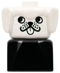 LEGO Duplo 2 x 2 x 2 Figure Brick Early, Dog on Black Base, White Head , looks Right minifigure