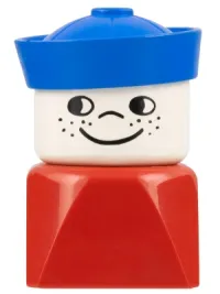 LEGO Duplo 2 x 2 x 2 Figure Brick Early, Male on Red Base, Blue Sailor Hat, Freckles minifigure