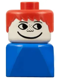LEGO Duplo 2 x 2 x 2 Figure Brick Early, Male on Blue Base, Red Hair, Freckles minifigure