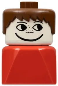 LEGO Duplo 2 x 2 x 2 Figure Brick Early, Male on Red Base, Brown Hair, Freckles minifigure