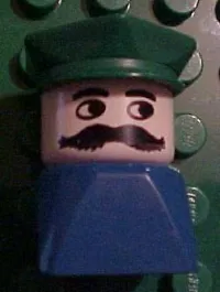 LEGO Duplo 2 x 2 x 2 Figure Brick Early, Male on Blue Base, Green Police Hat minifigure