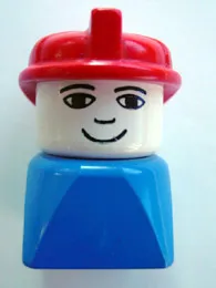 LEGO Duplo 2 x 2 x 2 Figure Brick Early, Male on Blue Base, Red Hat (Firefighter) minifigure