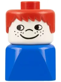 LEGO Duplo 2 x 2 x 2 Figure Brick Early, Male on Blue Base, Red Hair, Cheek Freckles minifigure