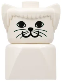 LEGO Duplo 2 x 2 x 2 Figure Brick Early, Cat on White Base, White Head minifigure