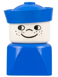 LEGO Duplo 2 x 2 x 2 Figure Brick Early, Male on Blue Base, Blue Sailor Hat, Freckles minifigure