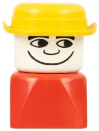 LEGO Duplo 2 x 2 x 2 Figure Brick Early, Male on Red Base, Yellow Derby Hat minifigure