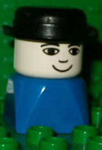 LEGO Duplo 2 x 2 x 2 Figure Brick Early, Male on Blue Base, Bowler Hat minifigure