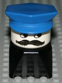 LEGO Duplo 2 x 2 x 2 Figure Brick Early, Male on Black Base, Blue Police Hat, Moustache minifigure
