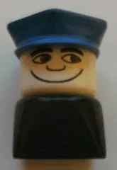 LEGO Duplo 2 x 2 x 2 Figure Brick Early, Male on Black Base, Blue Police Hat minifigure