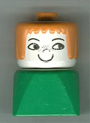 LEGO Duplo 2 x 2 x 2 Figure Brick Early, Female on Green Base, Earth Orange Hair, Nose Freckles minifigure