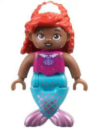 LEGO Duplo Figure, Disney Princess, Ariel, Medium Azure and Metallic Pink Tail (Mermaid) (6490064) minifigure