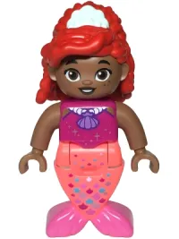 LEGO Duplo Figure, Disney Princess, Ariel, Coral and Dark Pink Tail (Mermaid) (6483562) minifigure