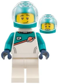 LEGO Astronaut - White Spacesuit with Dark Turquoise Panel and Sleeves, Dark Turquoise Helmet minifigure