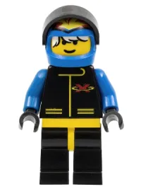LEGO Extreme Team - Blue, Blue Flame Helmet, White Bangs Messy Hair minifigure