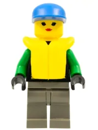 LEGO Extreme Team - Green, Dark Gray Legs, Blue Cap, Life Jacket minifigure