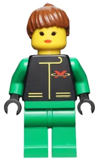LEGO Extreme Team - Green, Green Legs, Brown Ponytail Hair minifigure