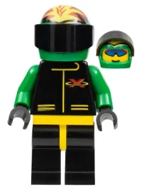 LEGO Extreme Team - Green, Black Legs with Yellow Hips, Green Flame Helmet minifigure