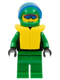 LEGO Extreme Team - Green, Green Legs, Green Helmet, Life Jacket, Trans-Dark Blue Visor minifigure