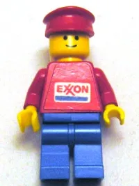 LEGO Exxon - Blue Legs, Red Hat (Sticker Torso) minifigure