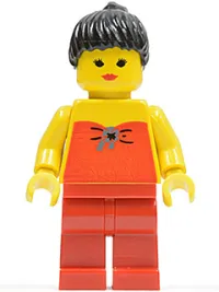 LEGO Red Halter Top - Red Legs, Black Ponytail Hair minifigure