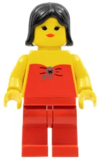 LEGO Red Halter Top - Red Legs, Black Female Hair minifigure