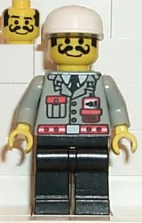 LEGO Fire - City Center 1, Black Legs, White Cap, Moustache minifigure