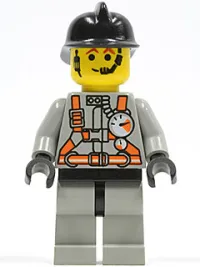 LEGO Fire - City Center 3, Light Gray Legs with Black Hips, Black Fire Helmet minifigure