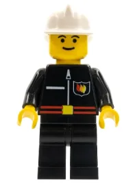 LEGO Fire - Flame Badge and Straight Line, Black Legs, White Fire Helmet minifigure