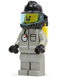 LEGO Fire - Air Gauge and Pocket, Light Gray Legs, Black Fire Helmet minifigure