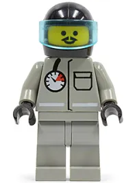 LEGO Fire - Air Gauge and Pocket, Light Gray Legs, Moustache, Black Helmet, Trans-Light Blue Visor minifigure