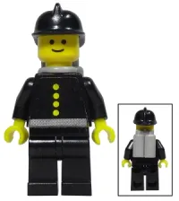 LEGO Fire - Torso Sticker with 4 Buttons, Black Fire Helmet, Light Gray Air Tanks minifigure
