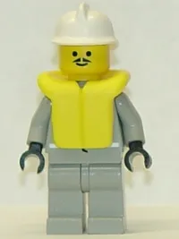 LEGO Fire - Air Gauge and Pocket, Light Gray Legs, White Fire Helmet, Life Jacket minifigure