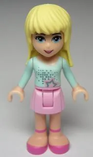 LEGO Friends Stephanie, Bright Pink Skirt, Light Aqua Long Sleeve Top minifigure