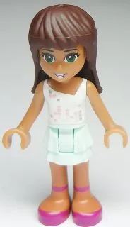 LEGO Friends Sarah, Light Aqua Layered Skirt, White Top minifigure