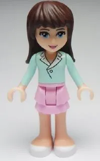 LEGO Friends Sophie, Bright Pink Layered Skirt, Light Aqua Long Sleeve Blouse Top minifigure