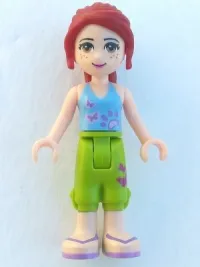 LEGO Friends Mia, Lime Cropped Trousers, Medium Blue Top with 2 Butterflies minifigure
