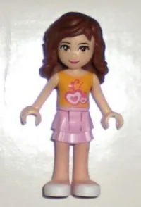 LEGO Friends Olivia, Bright Pink Layered Skirt, Orange Top minifigure