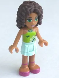 LEGO Friends Andrea, Light Aqua Layered Skirt, Lime Halter Neck Top minifigure