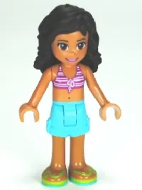 LEGO Friends Kate, Medium Azure Shorts, Striped Bikini Top minifigure