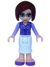 LEGO Friends Ms. Stevens, White Long Skirt, Medium Lavender Vest minifigure