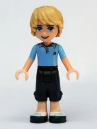 LEGO Friends Andrew, Dark Blue Cropped Trousers, Bright Light Blue Polo Shirt minifigure