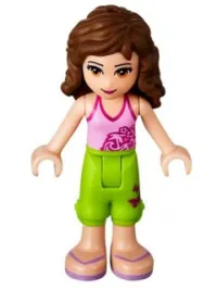 LEGO Friends Olivia, Lime Cropped Trousers, Bright Pink Top minifigure