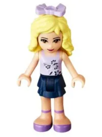 LEGO Friends Danielle, Dark Blue Layered Skirt, Lavender Top, Bow minifigure