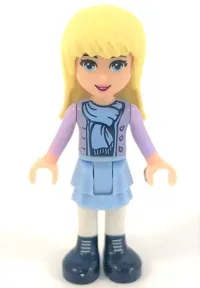 LEGO Friends Stephanie - Bright Light Blue Layered Skirt, Medium Lavender Jacket, Scarf minifigure