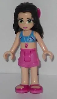 LEGO Friends Emma, Dark Pink Shorts, Bikini Top With Whistle, Bow minifigure