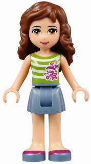 LEGO Friends Olivia, Sand Blue Skirt, Green Top with White Stripes minifigure