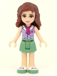 LEGO Friends Olivia, Sand Green Skirt, Lavender Top with Red Cross Logo and Scarf minifigure