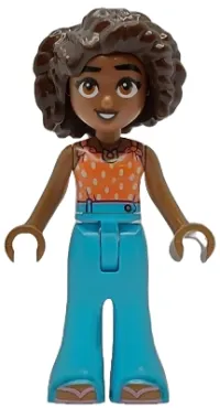 LEGO Friends Aliya - Coral Halter Top, Medium Azure Trousers Bell-Bottoms, Metallic Pink Flip Flops minifigure